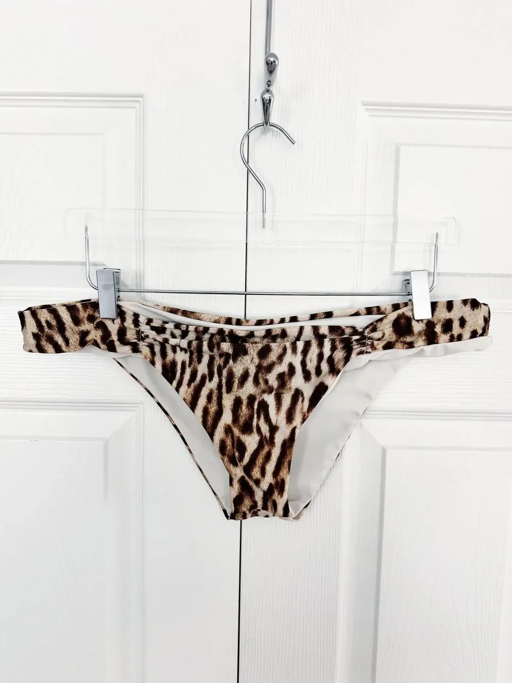 Monday Swimwear Leopard Bikini Bottom Size V Ruched Cheeky Animal Print Mob Wife